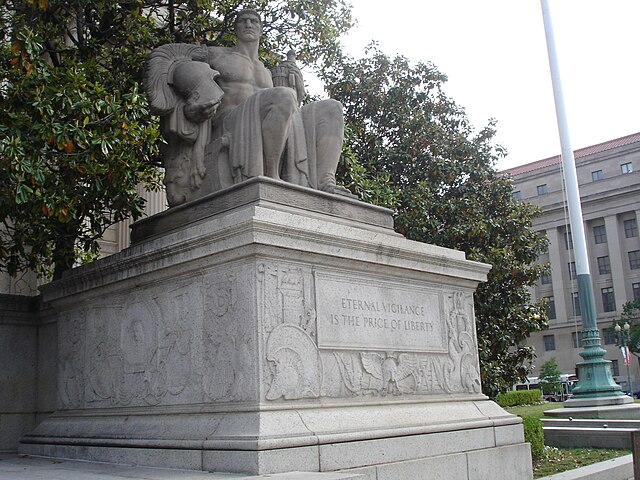 A restated version of John Curran's quote is engraved into a statue in Washington D.C.