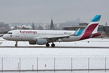 Airbus A320-200 d'Eurowings à l'aéroport de Stuttgart, en 2015.