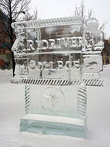 Ice sculpture for Red River College in the Exchange District from Festival 2014 Festival du Voyageur ice sculpture for Red River College.jpg