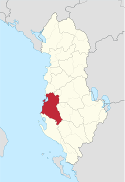 Map of Albania with Fier County highlighted