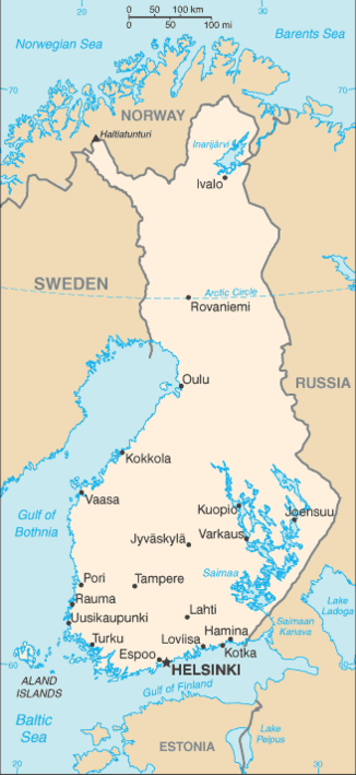 map of Finland