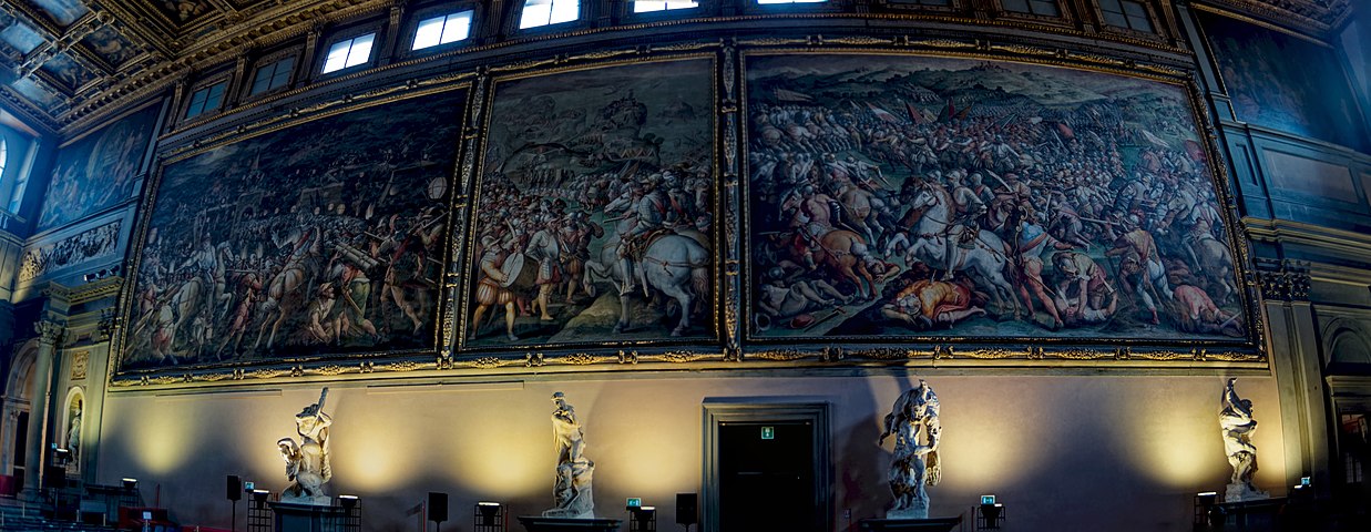 View on the East Wall - Battle Fresco 1575 by Vasari & Assistants.Site of the ruined "Battle of Anghiari"