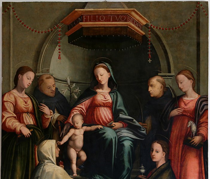 File:Fra paolino, sacra conversazione con le sante cecilia, caterina da siena, agnese, maria maddalena e i ss. domenico e pietro martire 02.jpg