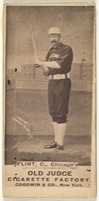 Thumbnail for File:Frank Sylvester Silver Flint, Catcher, Chicago, from the Old Judge series (N172) for Old Judge Cigarettes MET DP825067.jpg