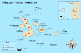 La distribución de tolos taxones de tortúes de les islles Galápagos.