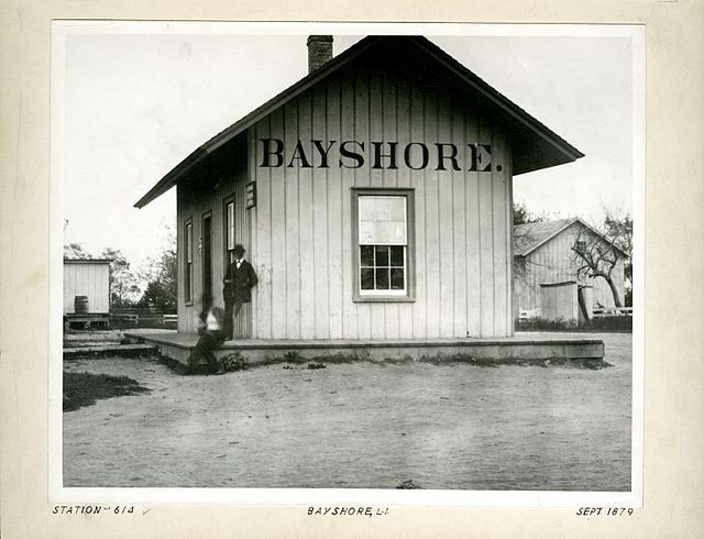 Station, Bay Shore, Long Island, September 1879., a collodion silver glass wet plate negative by George Bradford Brainerd now on display at the Brookl