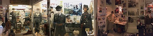 Mange uniformer på museet er fra det nasjonalsosialistiske Tyskland 1933–45: fra den militære statsmakten (Waffen-SS og den tyske vernemaktens hær, krigsmarine og luftvåpen), fra den sivile forvaltningen og fra nazipartiet NSDAP og underorganisasjonene SS, SA, Hitlerjugend og andre. Foto: 2019