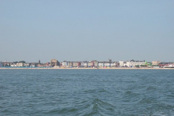 Great Yarmouth seafront from Scroby Sands.