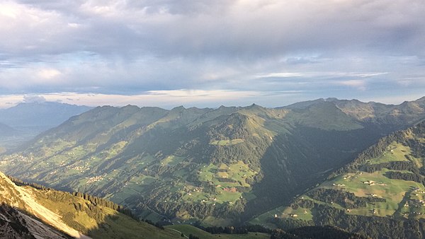 View upon the Biosphere Park Großes Walsertal from the Alpe Steris