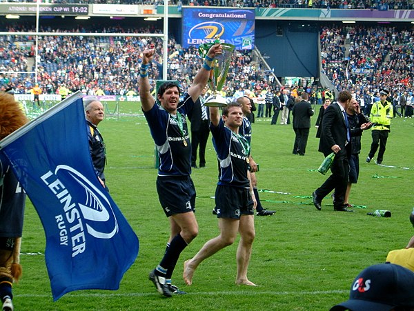 D'Arcy and Shane Horgan celebrate their 2009 Heineken Cup Final win