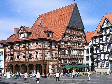 Historical buildings on Hildesheim's marketplace