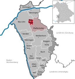 Läget för Holzheim i Landkreis Neu-Ulm