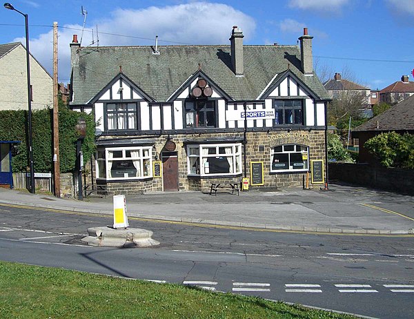 The Horse and Jockey pub stands at the junction of Wadsley Lane, Laird Road, Dykes Hall Road and Worrall Road. The centre of medieval Wadsley