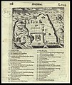 English: Small plan of modern Jerusalem, by Sandys, drawn after Zuallart. London, 1621. עברית: ירושלים המודרנית, מאת ספרו של סאנדיס, לונדון, 1621. בעקבות זואלרט. Dimensions: 94x118 mm. Click to enlarge