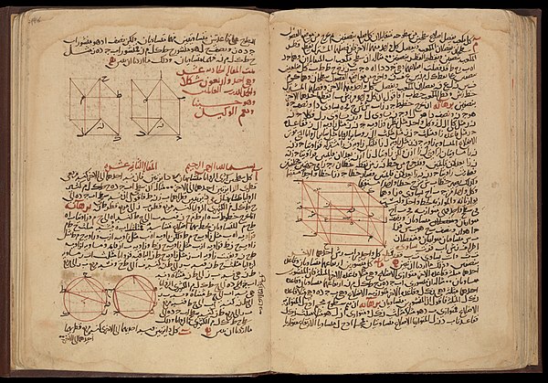 Double-page from the Ishaq ibn Hunayn's Arabic Translation of Elementa. Iraq, 1270. Chester Beatty Library