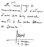 Mot de remerciement du président Jacques Chirac lors de l'inauguration de l'Alliance française de Samara, le 3 juillet 2001.