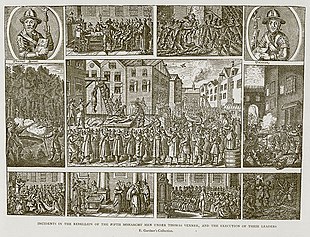 Incidents in the Rebellion of the Fifth Monarchy Men under Thomas Venner, and the Execution of their Leaders, illustration, 17th century Incidents in the Rebellion of the Fifth Monarchy Men under Thomas Venner, and the Execution of their Leaders.jpg