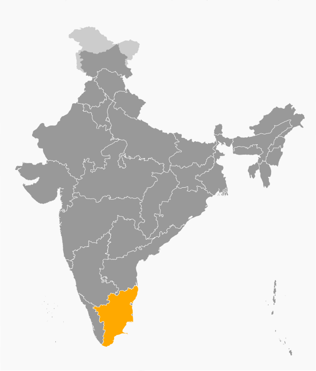 भारत में तमिलनाडु के लोकेशन