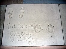 The handprints of Jackie Cooper in front of The Great Movie Ride at Walt Disney World's Disney's Hollywood Studios theme park. Jackie Cooper (handprints in cement).jpg