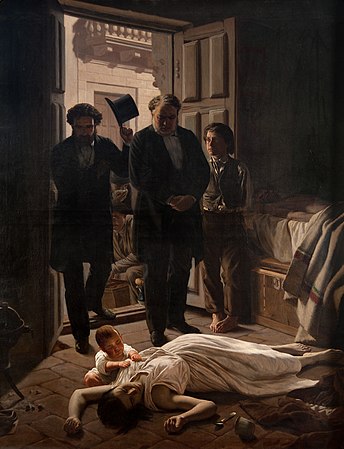 Un episodi de la Febre Groga a Buenos Aires, de Juan Manuel Blanes (1871). Oli sobre tela, 230 x 180 cm. Museu Nacional d'Arts Visuals (Uruguai)