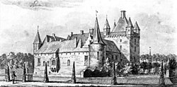 Hernen castle with keep in the 18th century Kasteel Hernen oude prent.jpg