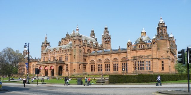 Kelvingrove Art Gallery as seen from Argyle Street in the West End of Glasgow.