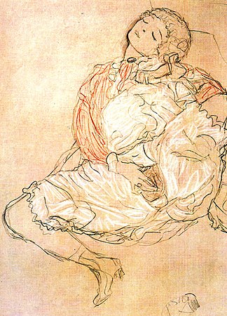 Femme assise, cuisses écartées , Gustav Klimt (1916).
