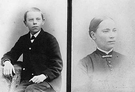 Knute Nelson, age 12, and his mother Ingebjørg Haldorsdatter Grotland, c. 1855.
