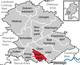 Läget för Kronberg i Hochtaunuskreis