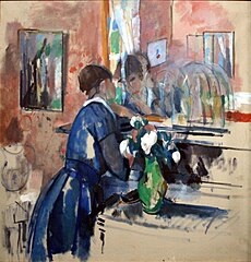 Dame in het blauw voor een spiegel (1914) Rik Wouters
