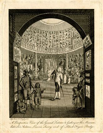 Leverian Museum collection in the Rotunda. Engraving by William Skelton after Charles Reuben Ryley. Leverian museum at the Rotunda.jpg