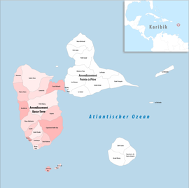 Umístění v regionu Guadeloupe