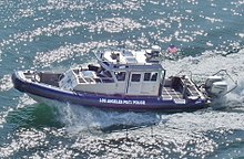 A patrol boat used by the Los Angeles Port Police Los Angeles Port Police (cropped).jpg