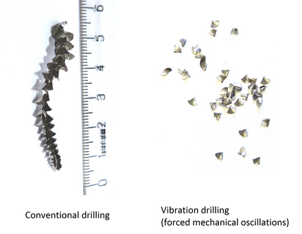 Titanium chips – conventional drilling vs vibration drilling