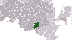 Highlighted position of Heeze-Leende in a municipal map of North Brabant
