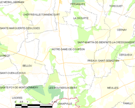 Mapa obce Notre-Dame-de-Courson