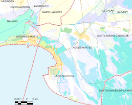 Mapa obce Aigues-Mortes
