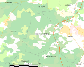 Mapa obce Lignan-de-Bazas