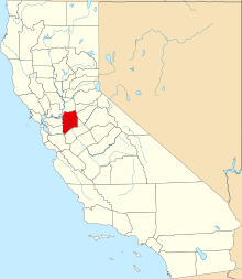 Location of San Joaquin County in California Map of California highlighting San Joaquin County.svg