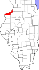Map of Illinois highlighting Rock Island County