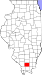 Harta statului Illinois indicând comitatul Williamson