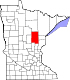 Harta statului Minnesota indicând comitatul Aitkin