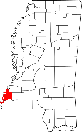 Map of Mississippi highlighting Adams County.svg