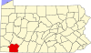 Mapa estadual destacando o condado de Fayette