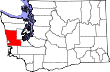 Harta statului Washington indicând comitatul Grays Harbor