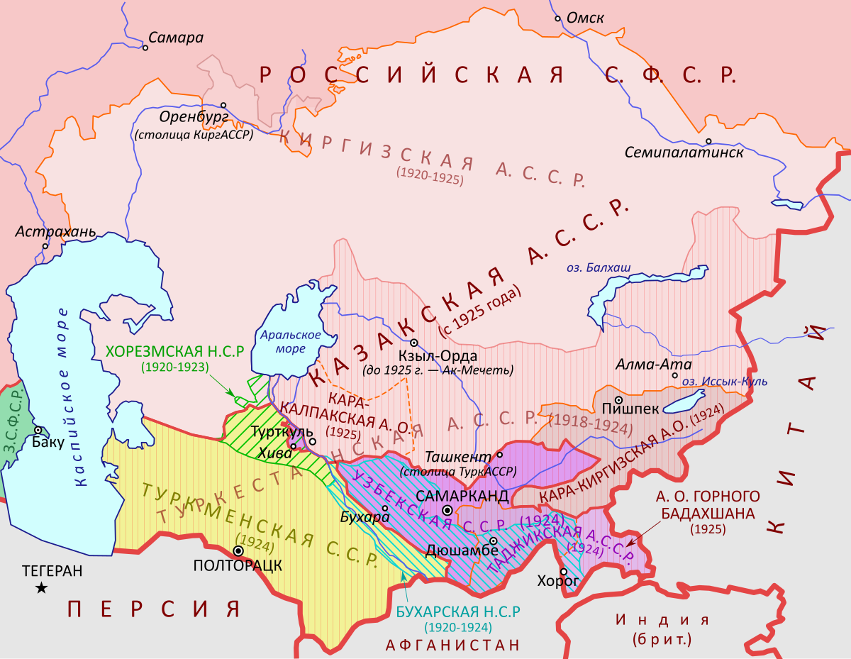 Карта средней Азии 1924 года. Карта средней Азии 1925. Средняя Азия на карте СССР. Карта Киргизская АССР 1922 года.