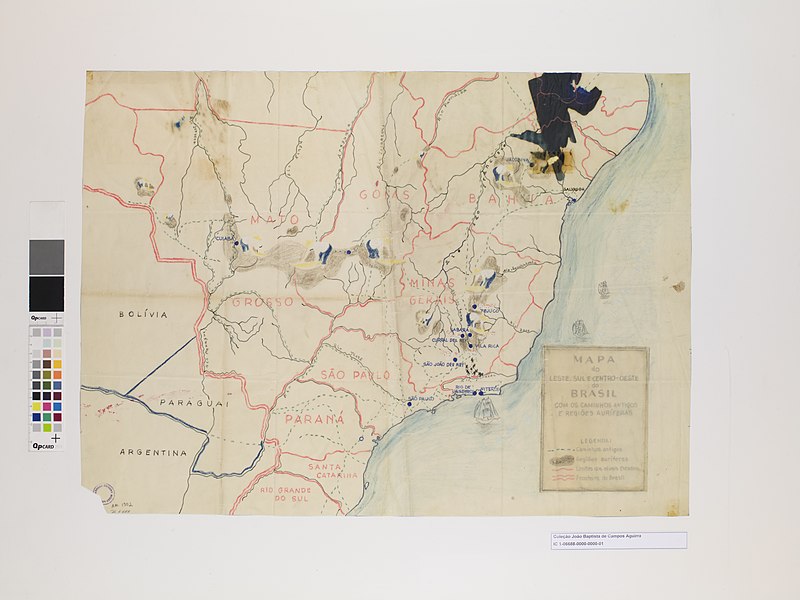 File:Mapa do Leste, Sul e Centro-Oeste do Brasil com os Caminhos Antigos e Regiões Auríferas, Acervo do Museu Paulista da USP.jpg