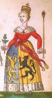 Mary of Guelders depicted in the 1591 Seton Armorial