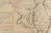 old map with Frederick and Baltimore area circled