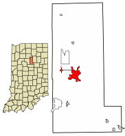 Location of Peru in Miami County, Indiana.